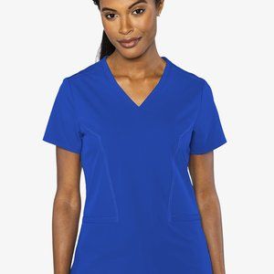 Royal blue double V Med Couture 2 pocket scrub top